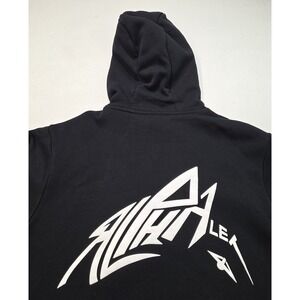 Alphalete Hoodie Mens‎ M Black Pullover Fleece Graphic Raised Rubber Print